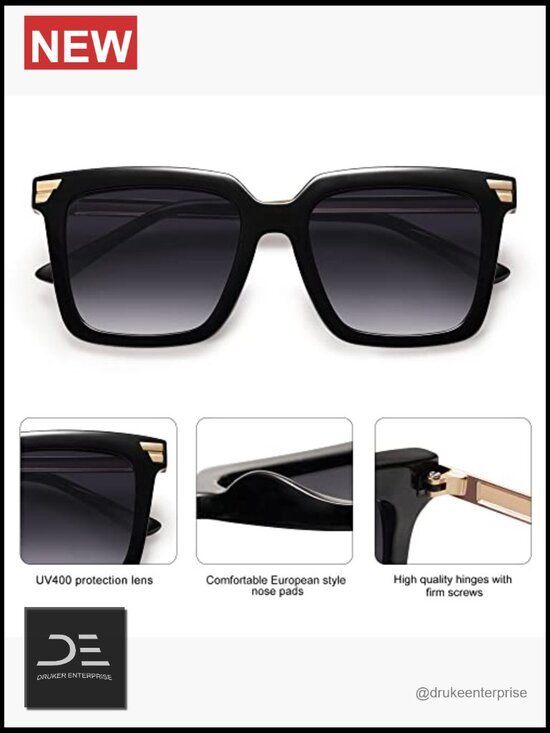 Retro Oversized Square Sunglasses with UV400 Protection